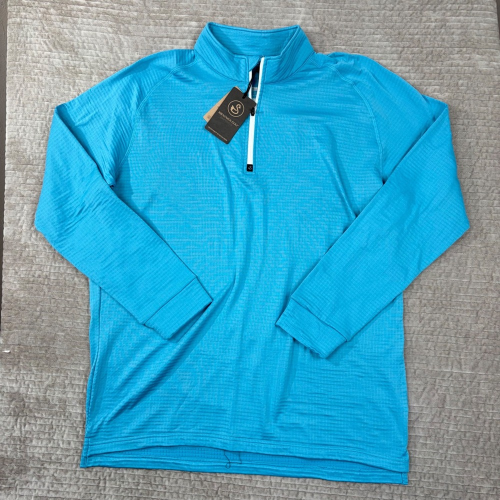 Swannies Golf Mens XL Blue Textured Quarter Zip Pullover Long Sleeve Shirt NWT